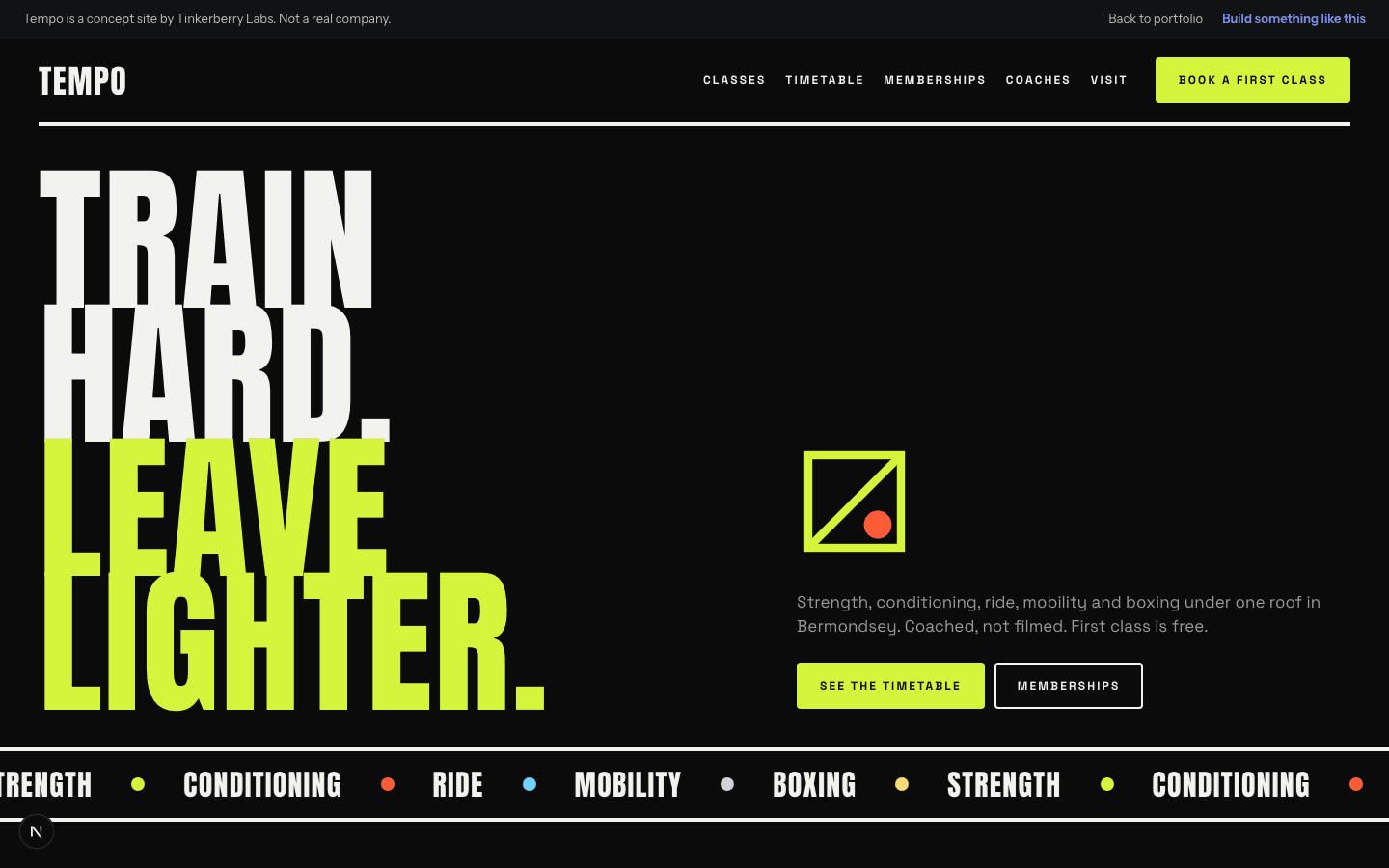 Tempo: Boutique fitness studio · timetable and memberships