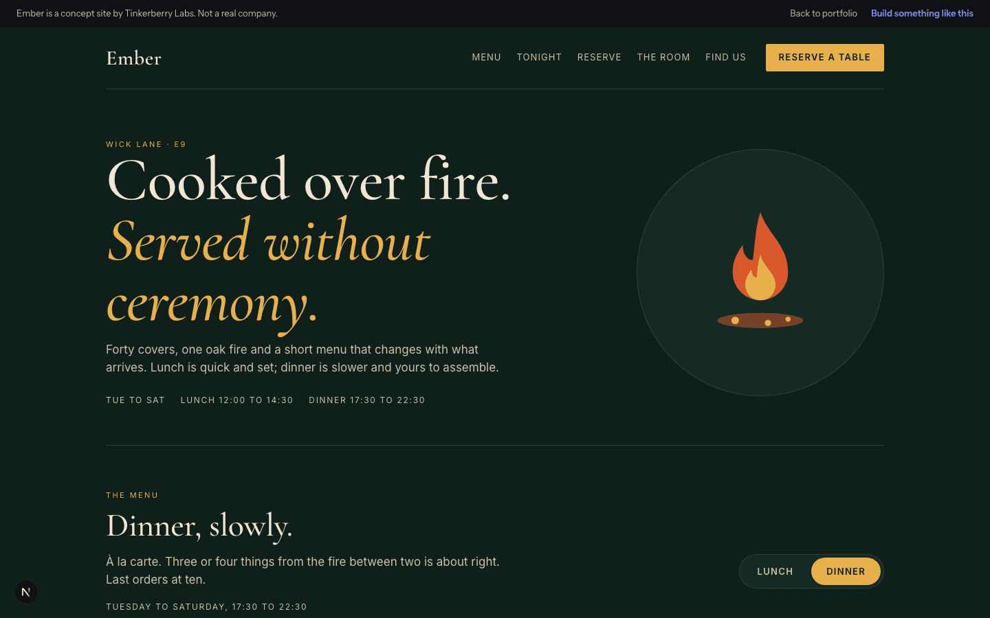 Ember: Wood-fired restaurant · menu and reservations